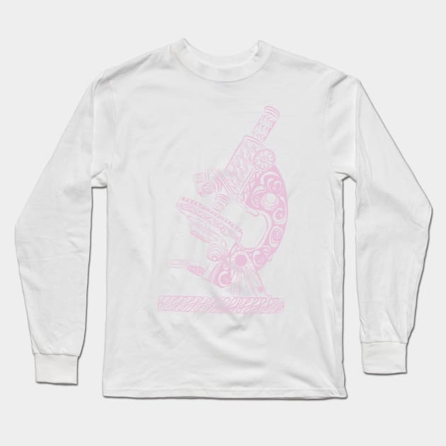 Scientific Microscope Line Drawing (Rose Petal) Long Sleeve T-Shirt by littlecurlew